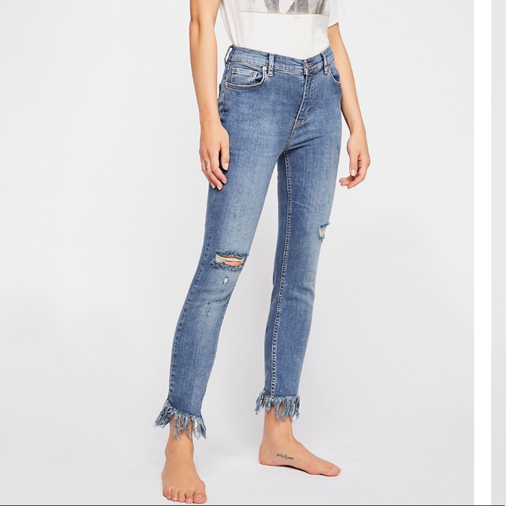 NWT Free People frayed denim L